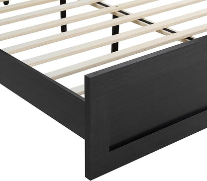 KISLOT 3 Pieces Bedroom Set, Wood Bed Frame with Upholstered Headboard & 2 Nightstands with Storage, Wooden Platform Mattress Foundation Farmhouse Bedroom Furniture Set