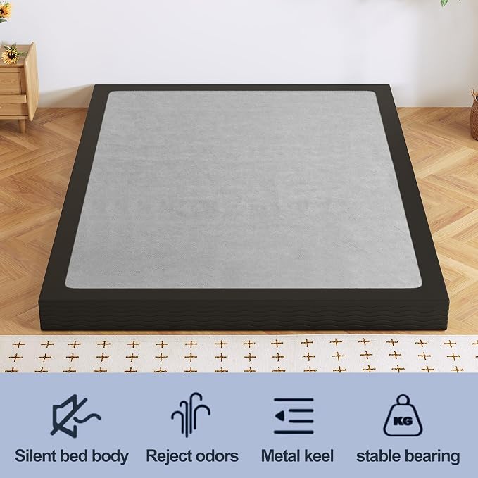 Box Spring, Metal Frame Mattress Foundation with Fabric Cover, Easy Assembly, Noise-Free (5 Inch, Full)