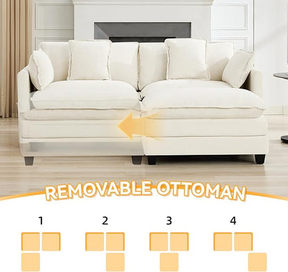 76'' Cloud Deep Seat Loveseat, Upholstered Chenille Modular 2-Seats Sectional Sofa Couch, Modern Comfy Settee Loveseat for Living Room Set, Small Apartment, Beige