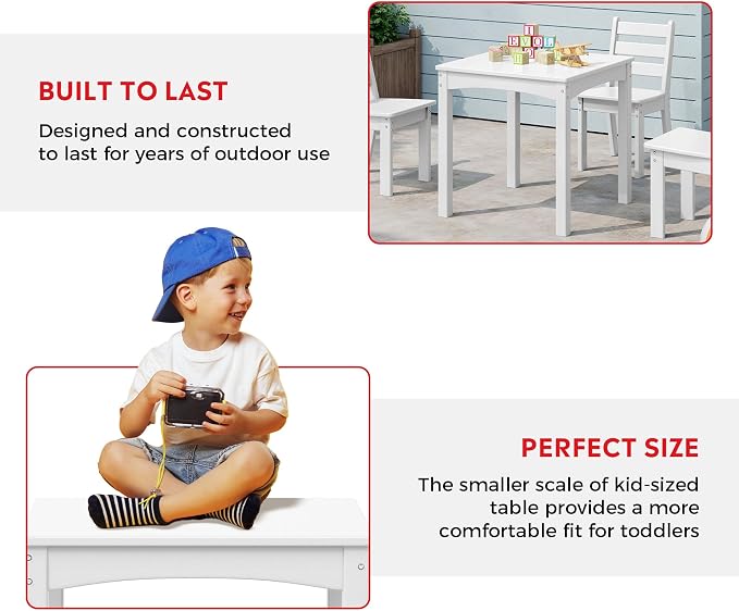 Costaelm Kids Outdoor 24" Dining Table, White