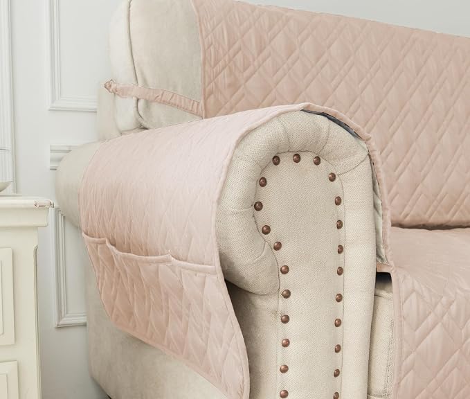 Ameritex Waterproof Nonslip Recliner Cover Stay in Place, Dog Chair Cover Furniture Protector, Ideal Recliner Slipcovers for Pets and Kids (Babypink, 30")