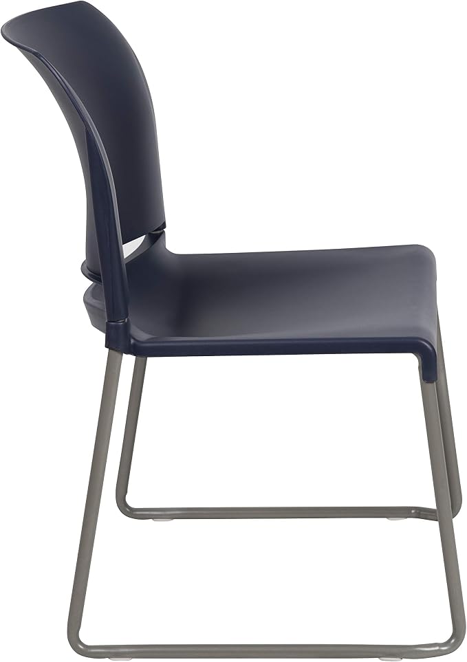 Flash Furniture Hercules Series Contoured Stacking Chairs for Waiting Rooms and Offices, Ergonomic Lobby Chairs with Curved Back, Set of 5, Navy