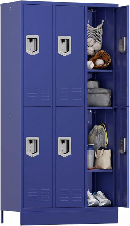 BUTISOW 6 Door Metal Storage Locker for Employees, Heavy Duty Steel School | Locker with Lift Up Handle & Recessed Hasp, Gym Office Lockers with Adjustable Shelves & Hooks, 72"H x 35.4"W x 15.75"D, Blue