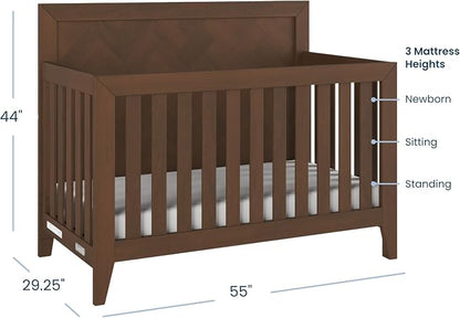 Child Craft Kieran 4-in-1 Convertible Baby Crib, Wooden Nursery Furniture Converts to Toddler Bed Daybed & Full-Size Bed, Adjustable Mattress Heights, Non-Toxic Baby Safe Finish, Toasted Chestnut