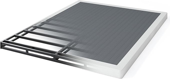QEROMY 3 Inch Low Profile Box Spring, Sturdy Metal Frame Mattress Foundation, Easy Assembly, Quiet & Noise-Free, Queen Size