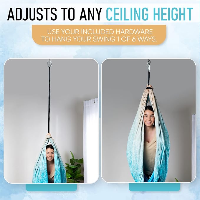 Indoor Sensory Swing for Kids or Outdoor – Holds 300lbs, Double-Layer, & 360° Swivel, Calming Compression Therapy Swing Hammock for Kids & Adults with All Hardware – Sensory-Motor Toys & Gifts