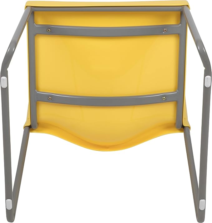 Flash Furniture HERCULES Series 5 Pack 880 lb. Capacity Yellow Full Back Contoured Stack Chair with Gray Powder Coated Sled Base
