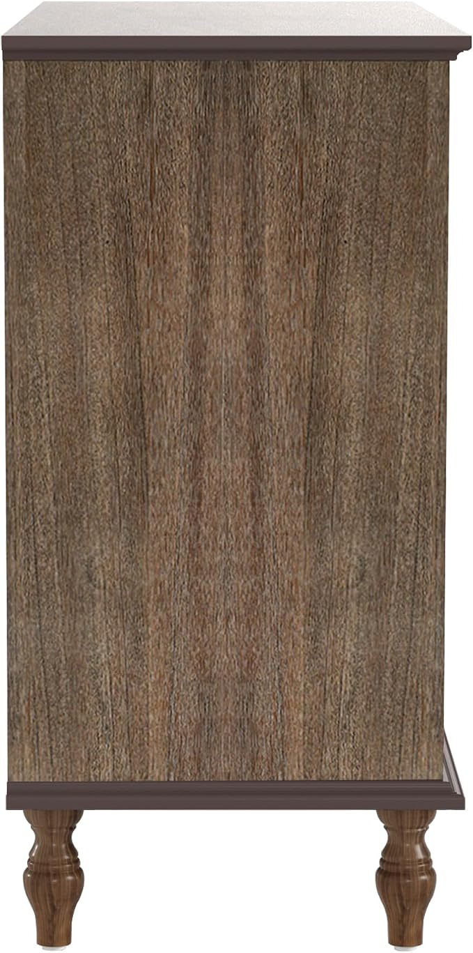 ALEVINE 40" Deep Rustic Brown Accent Chest with 4 Drawers, Farmhouse Wooden Dresser with Copper Handles