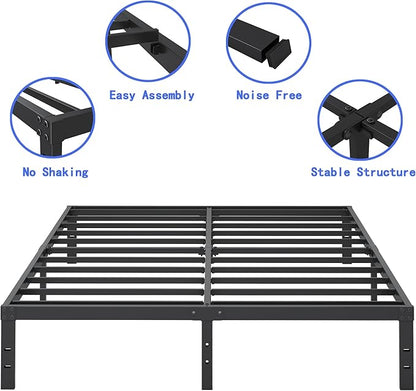 Cieemine 10 Inch King Size Bed Frame, Platform Metal Bed Frame King Heavy Duty Steel Slat Mattress Foundation, No Box Spring Needed, Easy Assembly, Noise-Free, Black
