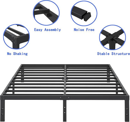 Cieemine 10 Inch XL Twin Bed Frames, Platform Metal Bed Frame Twin XL Size Heavy Duty Steel Slat Mattress Foundation, No Box Spring Needed, Easy Assembly, Noise-Free, Black