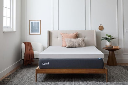 Lucid® 4" Bamboo Charcoal Memory Foam Topper – Extra Thick – Queen