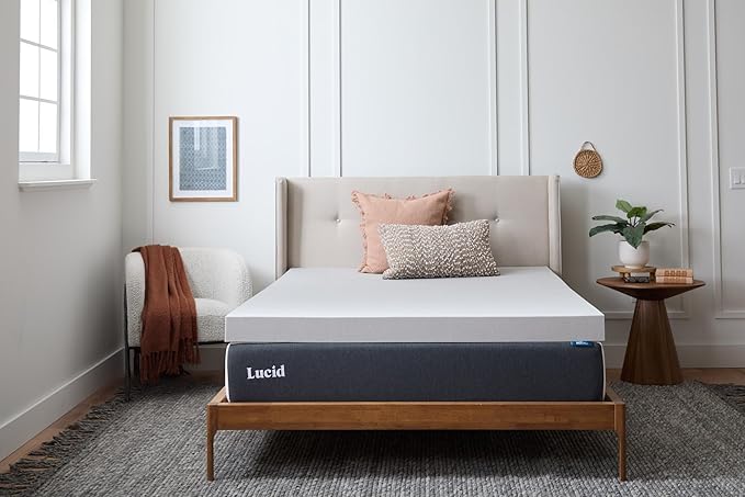 Lucid® 4" Bamboo Charcoal Memory Foam Topper – Extra Thick – Twin