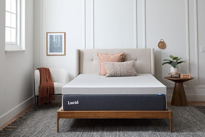 Lucid® 4" Bamboo Charcoal Memory Foam Topper – Extra Thick – Twin