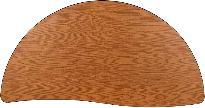 Flash Furniture 47.5" Half Circle Wave Collaborative Oak Thermal Laminate Activity Table - Standard Height Adjustable Legs