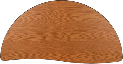 Flash Furniture 47.5" Half Circle Wave Collaborative Oak Thermal Laminate Activity Table - Standard Height Adjustable Legs