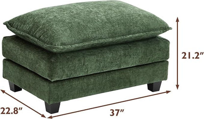 Ihanherry Ottoman for Modular Sectional Cloud Couch, Chenille Deep Seat Sofa for Living Room, Bedroom and Apartment, Green