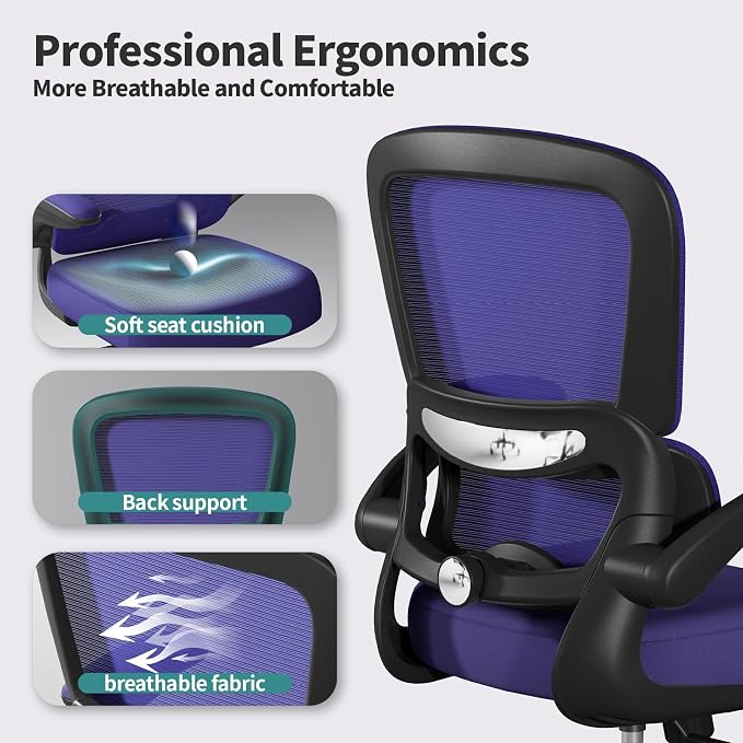 TRALT Office Chair - Ergonomic Desk Chair with Adjustable Lumbar Support, Mesh Computer Chair, Executive Chair for Home Office Comfortable Lumbar Support (Violet)