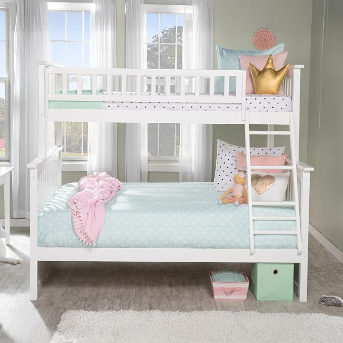 AFI, Columbia Ladder Bunk Bed Twin Over Full, White