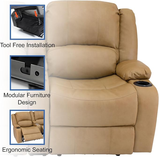 RecPro Charles 64" RV Wall Hugger Reclining Sofa | Toffee