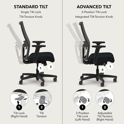 HON Ignition 2.0 Mid‑Back Ergonomic Office Chair, Mesh Task Desk Chair with Lumbar Support, Standard Synchro‑Tilt, Height and Width Adjustable Arms, Titanium Frame, Cobalt