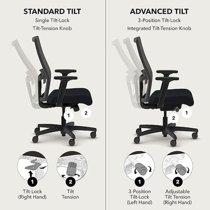 HON Ignition 2.0 Mid‑Back Ergonomic Office Chair, Mesh Task Desk Chair with Lumbar Support, Standard Synchro‑Tilt, Height and Width Adjustable Arms, Titanium Frame, Pear