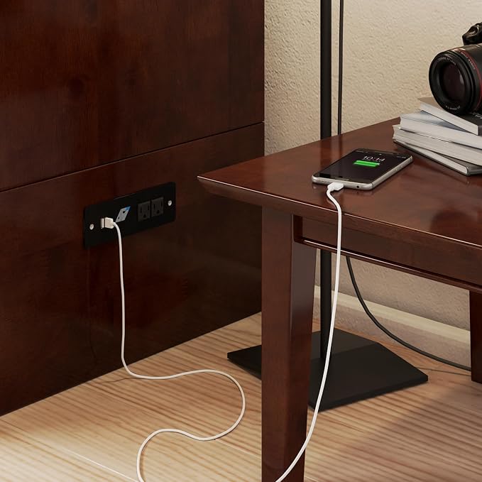AFI, Hamilton Twin XL Murphy Bed Chest with 6" Mattress, Storage Drawer, and Built-in USB Charger, Walnut