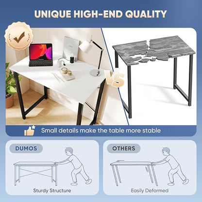 DUMOS 32 Inch Small Computer Desk for Home Office, Modern Study Work Table Simple Style for Bedroom, Writing Desks with X-Shaped ReInchforcement, Black