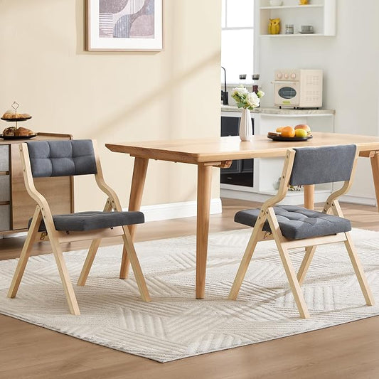 6-Pack Folding Dining Chairs with Cushion,Padded Foldable Dining Chairs,Portable Wooden Folding Chairs for Dining Rooms Kitchen Wedding and Party Indoor Darkgrey