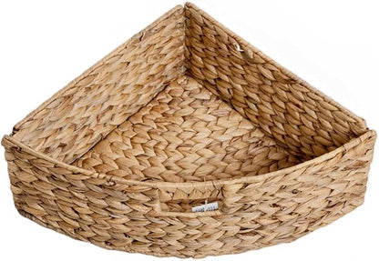 eHemco Hampton Meadows 4 Tier X-Side Corner Table Storage Cabinet with 4 Wicker Baskets, Black