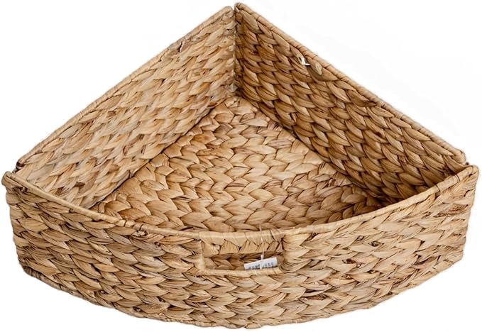 eHemco Hampton Meadows 5 Tier X-Side Corner Storage Cabinet, Black | 5 Wicker Baskets
