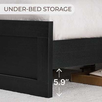 KISLOT 3 Pieces Bedroom Set, Full Size Wood Platform Bed Frame and 2 Nightstands, Storage Nightstand with Type-C Charging Port, Farmhouse Bedroom Furniture Set