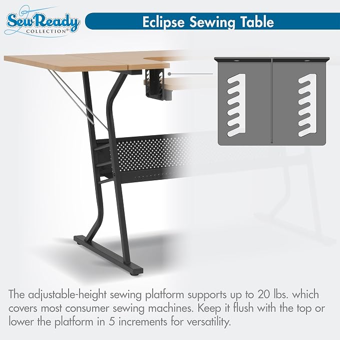 Sew Ready Eclipse Hobby/Sewing Craft Table, Black/Maple
