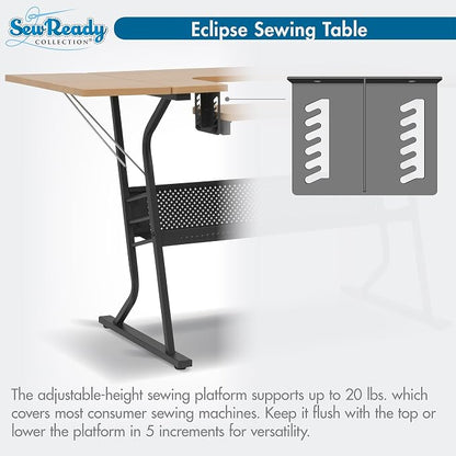 Sew Ready Eclipse Hobby/Sewing Craft Table, Black/Maple