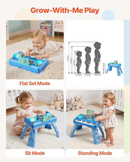 VEVOR Baby DJ Playset for Toddlers 6-18 Months, Educational Musical Table Toys with 133 Sound Sources, Recording and LED DJ Turntable, Baby Activity Table for Birthday, for Kids Aged 6-18 Months