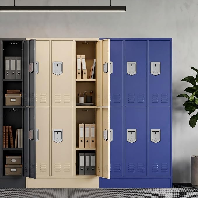 BUTISOW 6 Door Metal Storage Locker for Employees, Heavy Duty Steel School | Locker with Lift Up Handle & Recessed Hasp, Gym Office Lockers with Adjustable Shelves & Hooks, 72"H x 35.4"W x 15.75"D, Blue