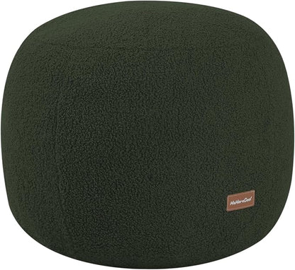 MeMoreCool Stuffed Round Pouf Ottoman Foot Rest, Floor Pouf Foot Stool with Soft Foam Chunk Filling, Small Round Ottoman Footstool Circle Footrest for Living Room, Green