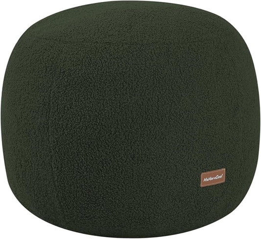 MeMoreCool Stuffed Round Pouf Ottoman Foot Rest, Floor Pouf Foot Stool with Soft Foam Chunk Filling, Small Round Ottoman Footstool Circle Footrest for Living Room, Green