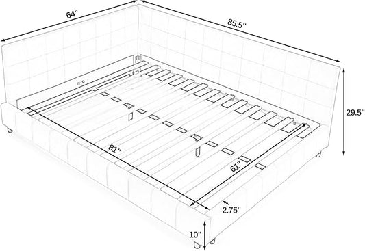 Bellemave Queen Size Corner Bed Frame with Comfortable Backrest and Armrests, Velvet Tufted Corner Bed Frame Queen Size, Upholstered Daybed for Bedroom, Living Room, Guest Room, Pink