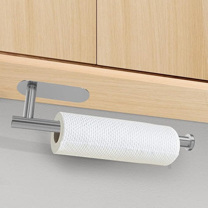 DEKAVA Paper Towel Holder Under Cabinet for Kitchen, Adhesive Paper Towel Holder Wall Mount, SUS304 Stainless Steel 13 inch(1,Silver)