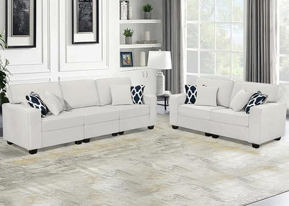 Legend Vansen Oversized Modular Sectional Sofa,U/L‑Shaped Reversible Couch with Ottoman,Deep Seat Plush Polyester Sectional for Living Room,5-Seater,Cream