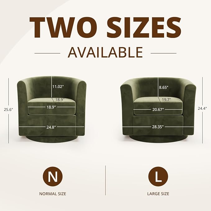 Swivel Accent Chair with Storage Ottoman, Modern Velvet Barrel Chair, Upholstered Armchair with Footrest for Living Room/Reading/Bedroom, 25.4'' D x 28.35'' W x 24.4'' H, Green