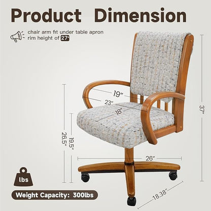 Chromcraft Set of 6 Chairs, Chair with Soft Double Wheels for Kitchen Room