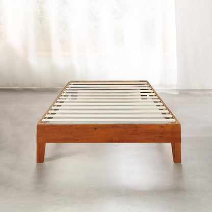 Mellow Naturalista Grand - 12 Inch Solid Wood Platform Bed with Wooden Slats - No Box Spring Needed - Twin (Cherry)