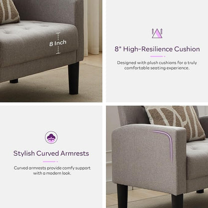 TYBOATLE Accent Chair Comfy Living Room Chair Tufted Mid Century Modern Accent Chairs Cozy Upholstered Reading Armchair for Office Bedroom