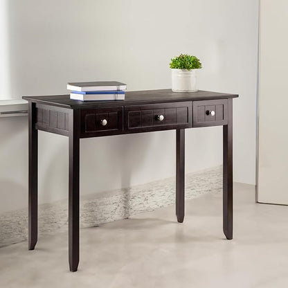 Casafoyer Writing Desk with Storage, Honey Pine Finish, 3 Drawers & Shelf, Home Office Desk, Computer Desk for Small Spaces (Coffee)