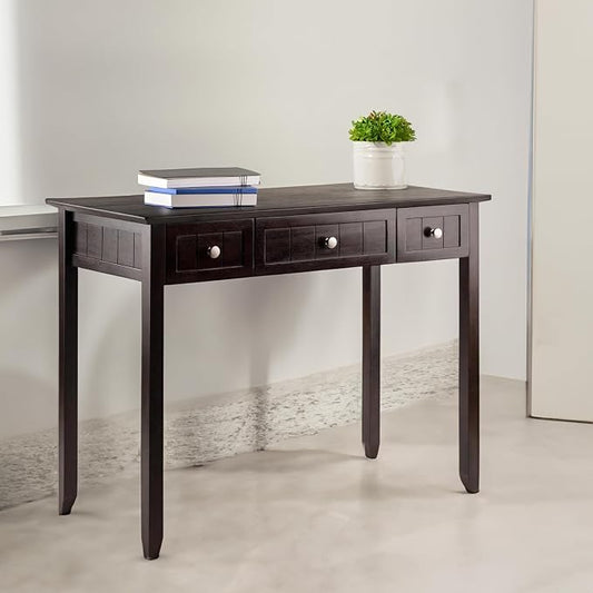 Casafoyer Writing Desk with Storage, Honey Pine Finish, 3 Drawers & Shelf, Home Office Desk, Computer Desk for Small Spaces (Coffee)
