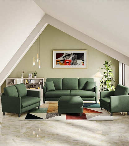 Welzona 83" Couches for Living Room, Teddy Sofa Couch with Storage Ottoman, L Shaped Couch with Movable Ottoman, Tool-Free Modular Sectional Sofa, All-Wood Sofas for Living Room 2 Pillows, Green
