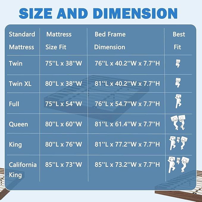 GarveeHome Queen Size Wood Platform Bed Frame,Wooden Bed Frame Without Headboard, Wood Slat Support,No Box Spring Needed, Easy Assembly