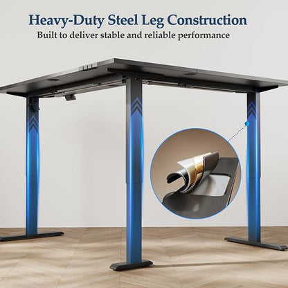 Klicelor L Shaped Standing Desk 63 x 55 Inch, Electric Height Adjustable Corner Desk for Home Office Workstation, Ergonomic Sit Stand Computer Table with Memory Controller, Black