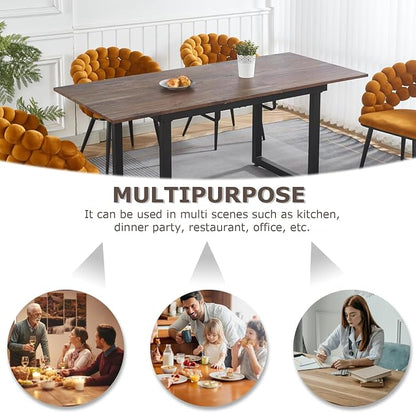 Extendable Dining Table for 4-8 People,70.86''Modern Space-Saving Kitchen Table with Metal Legs,Rectangle Folding Conference Meeting Table for Living Meeting Room Kitchen,Walnut